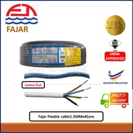 Fajar Flexble Cable 1.5mm 4Core ( 30 /0.25)4core 1Coil /90 Meter