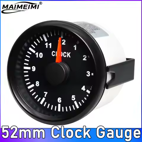 52mm Clock Gauge with Red Backlight 0-12 Hours Hourmeter Instrument Hour Meters for Car Boat Yacht S