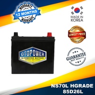 Otopower NS70L 85D26L (Korean) High Grade Mf Battery-Car Battery for TOYOTA Fortuner, Harrier, NISSAN Navara, Sentra+