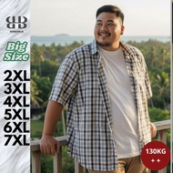 KEMEJA KATUN Men's Short Sleeve Plaid Shirt Premium Cotton Casual Men's Shirt Jumbo 3XL 4XL 5XL 6XL 