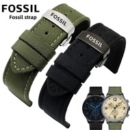 F-ossil Nylon Watch Strap for FS4656 Men's Army Green Canvas Watch Band Cowhide Leather Bracelet 18/