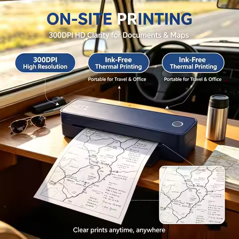 A403S 300DPI Mini Portable A4 Bluetooth Thermal Tattoo Printer, Compatible with iOS Android for Scho