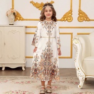 Children's Clothing Arab Turkey Dubai Abaya Girls Long Dress Formal Printed