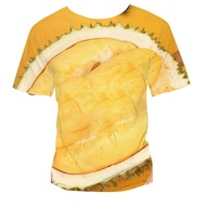 2025 Kids 3D Printed Durian Cartoon Theme Short Sleeve T-Shirt Suitable for 2-14