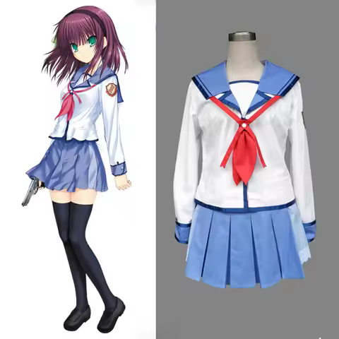 Anime Angel Beats Nakamura Yuri School Uniform Fashion Dress Women Girl's Fancy Party Halloween Cosp