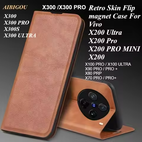 For VIVO X200 PRO MINI X300 X100 X90 X80 Retro Skin Luxury Leather Case Retro Flip Magnet Book Full 