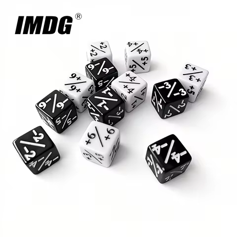 6Pcs/Pack 16mm Counting Dice Counters +1/-1 Black White D6 Square Corner Positive Negative Game Dice