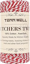 Tenn Well Butchers Twine, 328 Feet 1mm Food Safe Cooking Twine, Red and White Kitchen Twine for Roas