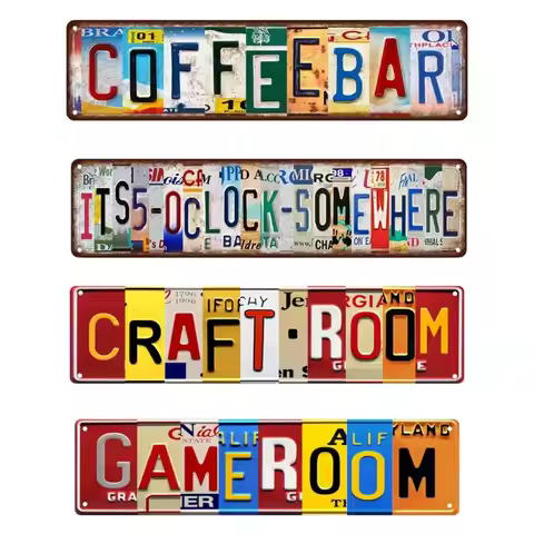 It's 5 O'clock Somewhere Metal Sign, Coffee Bar Novelty Street Sign, Rustic Vintage Tin Sign for Caf