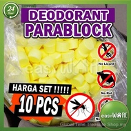 EASYWARE 2023 [10PCS SET] Para Block Deodorant Toilet Ubat Gegat Serai Wangi Penghalau Lipas Tikus -