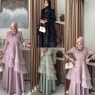Auriele Dress RaylaFashion Women's Muslim Gamis Bridesmaid Graduation Party Satin Velvet Organza