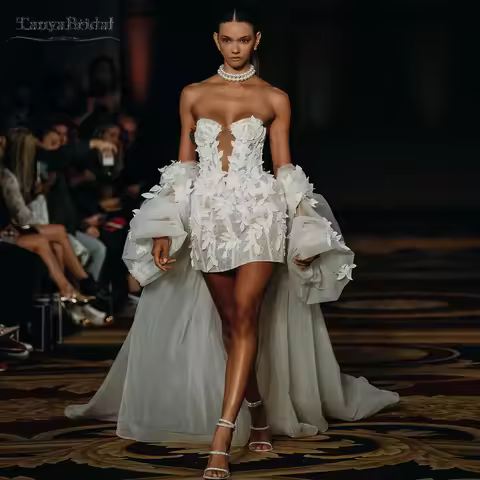 Flare Sleeve Tulle Wedding Cape With Lace Appliques ,Bridal Jacket with Train ,Women Fashion Wrap Ch