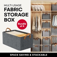 【Bundle of 4】Foldable Linen Storage Box / Wardrobe Storage Organizer- Storage | Space Saver
