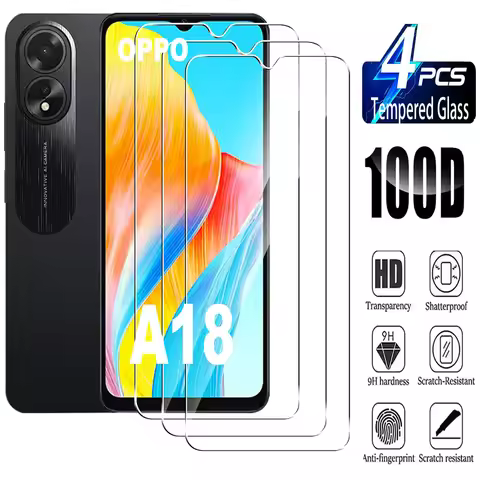 9H Screen Protector Film For OPPO A18 2/4Pcs HD Tempered Glass
