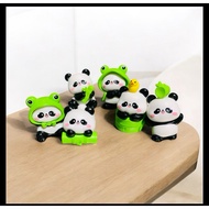 Set of 6 pandas 2.9~4cm for mini landscape decoration, car decoration