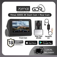 70Mai A800S 4K Dash Cam Rear Cam Dual Vision Global Version A800 Adas Parking App Control
