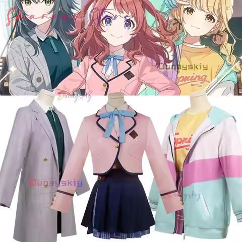 Anime Gakuen IDOLM@STER Fujita Kotone Cos Hanami Saki JK School Uniform Dress Tsukimura Temari Wigs 