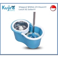 Kujira Homes - Spin Mop Bucket Set with Spin 360 Wringer and 2 Microfibre Mop Pad Head with Spin Dry Stainless Steel