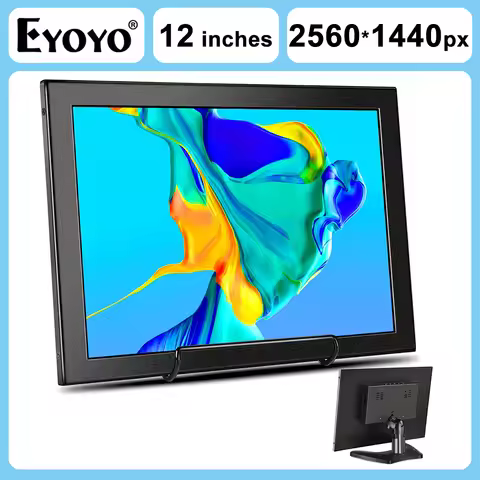 EYOYO 2K Desktop Monitor 12" QHD 2560x1440 Thin Lightweight HDMI/VGA IPS Screen Portable Gaming Disp