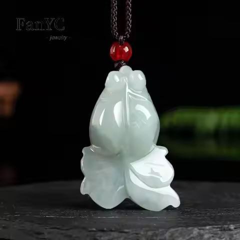 Myanmar A-goods Jadeite Goldfish Pendant Hand-carved Simple Exquisite Ice Jade Necklace Men and Wome