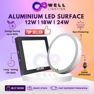 ( SIRIM )  Lampu Siling LED Downlight Ruang Tamu Surface Downlight 12W 18W 24W Mounted Ceiling Down 