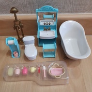 Bubbly Bathroom Set (Toilet &amp; Shower) Calico Critters/Sylvanian Families Doll House Accessories