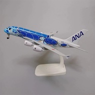 18*20cm Alloy Metal Japan Air ANA Airbus A380 Cartoon Sea Turtle Airlines Blue Diecast Airplane Mode