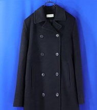 女【美國品牌 Calvin Klein】100%美麗諾羊毛 黑色 雙排釦長大衣 10號