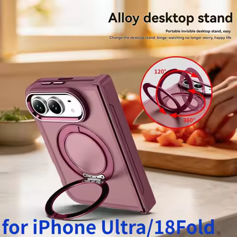 For iPhone Ultra Mobile Phone Case 360-Degree Rotating Magnetic Suction Bracket Central Shaft Integr