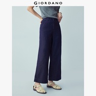 GIORDANO Women Jeans High Waist Washed Denim Pants Wide Leg Ankle Length Fashionable Casual Regular 