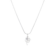 Fyne Fories Lucky Day Necklace With 4-Leaf Clover Pendant Heart Detail Decorated With zirconia fynef