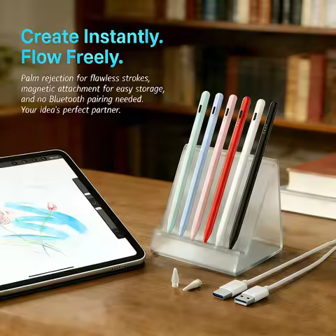 Stylus Pen for iPad Pro/Air/Mini 2018+, Palm Rejection, Fast Charging, 12H Battery, Side Magnet