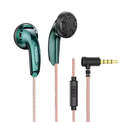 NICEHCK YD30 3.5mm Plug Flat-head Earbud 15.4mm Composite Dynamic HIFI Earphone Microphone Sport Mus