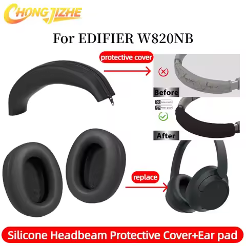 Replacement EarPads/Silicone zipper head beam protective cover For Edifier W820NB Plus Wireless Head