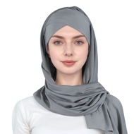 Muslim Fashion Simple Solid Color Scarf Hat Forehead Single Layer Cross Strap Closed Toe One-Piece S