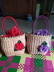 Tas rotan apel Tas enceng gondok ember polos Tas Encengr Gondok Bulat Raisa termurah Tas eceng ember