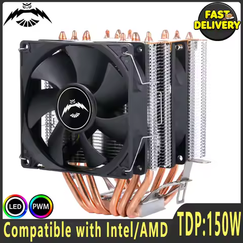 Twin Towers Cooler 4/6Heat Pipe Design Silent Efficient CPU Fan Compatible Sockets:LGA2011-3/2066/12