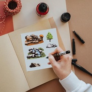 GLOBLELAND 4 Sheets Woods Clear Stamps for Card Making Waterfall Jungle Path Peaks Silicone Clear St