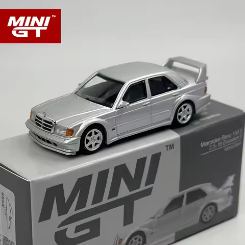 MINIGT 1:64 Mercedes-Benz 190E 2.5-16 Evolution II Astral Silver alloy car model 852