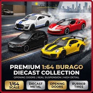 YUNRAO Bburago Ferrari, 1:64 Scale GT500 1:64 Die-Cast Car‌ Model, Original Alloy Open-door 911 GT2 