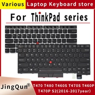 แป้นพิมพ์แล็ปท็อปสหรัฐอเมริกาสำหรับ Thinkpad Lenovo T470 T480 T460S T470S ใหม่ S2โน๊ตบุ๊คแป้นพิมพ์ภาษาอังกฤษที่มีแสงไฟ