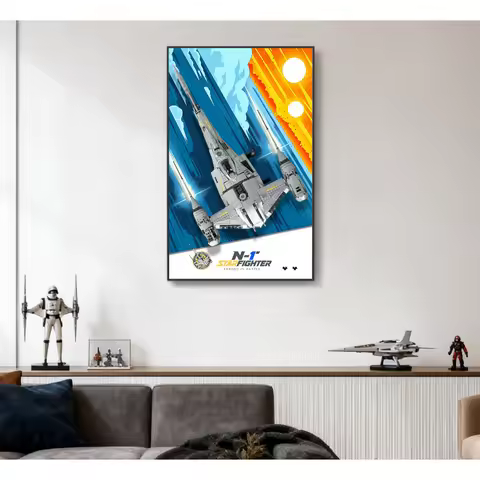 Applicable to the Lego 75442 Mandalorian N-1 Starfighter Wall Display Stand and Showcase Box