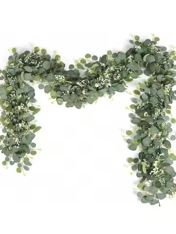 2pcs Artificial Eucalyptus Vine Plant Real Texture Fake Green Hanging Plant Wedding Courtyard Garden