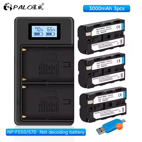 NP-F550 NP-F570 NP F550 F570 Camera Battery + LCD Dual Charger for Sony NP-F330 NP-F530 NP-F570 NP-F