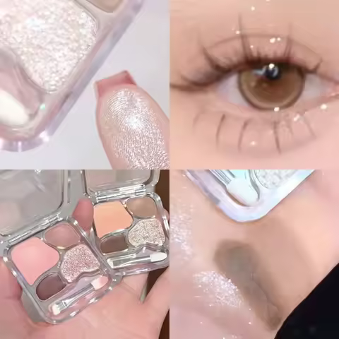 4Color Eyeshadow Palette Blush Eyeliner Eyeshadow Highlight Contour Palette Eyes Makeup Cute Beauty 