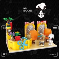 WUHUI Snoopy Cafe Mini Blocks Toy Building Blocks Building Bricks for Preschool Children Ages 3+ Kids Toys Compatible with All Brands (without Box)