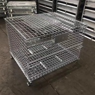 HY-D In Stock Stainless Steel Storage Cage Folding Mobile Iron Frame Non-Airtight Crate Butterfly Cage Trolley with Whee