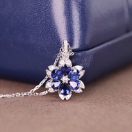 1pc S925 Sterling Silver Original Versatile Ins-Style Flower Shaped Blue September Birthstone Vintag