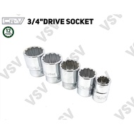 Gestar Socket 3/ 4" Dr 12PT 17-27mm Shock Wrench Socket Wrench