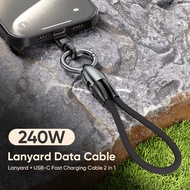 New Olive-shaped Lanyard Cable, Slim 5MM diameter, 14CM/30CM/120CM, 240W 48V/5A PD Fast Charging, QC